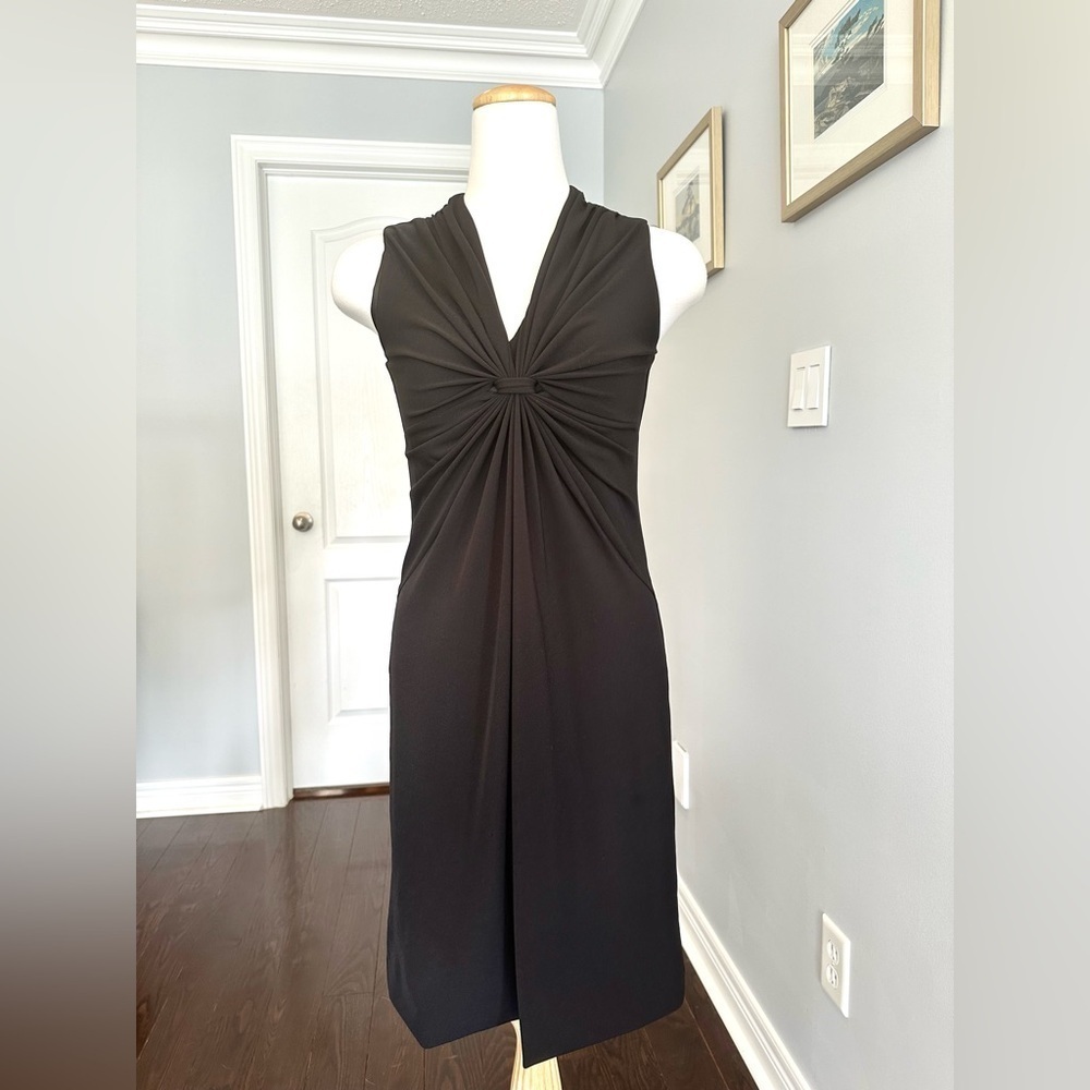 JOSEF Knot front sleeveless little black sheath dress - Size S